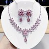 Brass Micro Pave Cubic Zirconia Pendant Necklaces & Earring Sets FS-WG31374-01-1