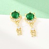 Brass Micro Pave Cubic Zirconia Dangle Stud Earrings EJEW-F405-24G-04-4