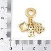 Rack Plating Brass Cubic Zirconia European Dangle Charms KK-P287-17G-3