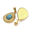 Ion Plating(IP) 304 Stainless Steel Pave Synthetic Turquoise Pendants STAS-U024-15G-04-2