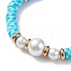 Handmade Polymer Clay Heishi Beads Stretch Bracelet BJEW-JB07453-9