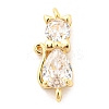 Brass Micro Pave Cubic Zirconia Kitten Links Connectors X1-ZIRC-G157-50G-1