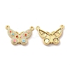 Brass Micro Pave Clear Cubic Zirconia Connetor Charms KK-A180-16G-1