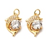 Brass Micro Pave Clear Cubic Zirconia Pendants ZIRC-P086-23G-2