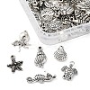 54Pcs 9 Styles Marine Animal Tibetan Style Alloy Pendants TIBEP-FP0001-13-3