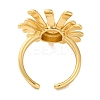 Rack Plating Flower Brass Open Cuff Rings for Women RJEW-S242-11G-3