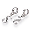 Platinum Rack Plating Alloy Rhinestone European Dangle Charms PALLOY-T048-36P-S-2
