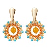 Natural Mixed Stone Boho Stud Earrings EJEW-MZ00281-3