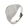 Brass Micro Pave Cubic Zirconia Cuff Rings for Women RJEW-A069-13P-03-4