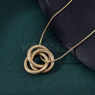 304 Stainless Steel Triple Circles Pendant Necklaces for Women NJEW-Z044-14G-1