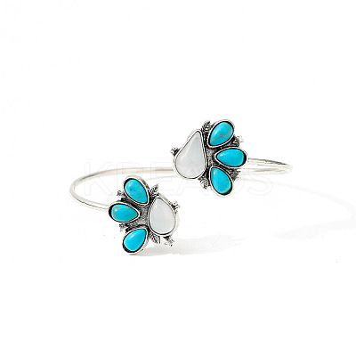 Bohemian Iron Resin Imitation Turquoise Cuff Bangles for Women FS-WG44455-01-1
