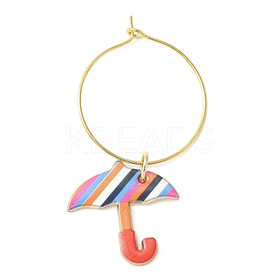 Umbrella Alloy Enamel Wine Glass Charms Sets AJEW-JO00185-1