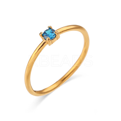 Flat Round 304 Stainless Steel Micro Pave Cubic Zirconia Finger Rings FS-WG2DA17-60-1