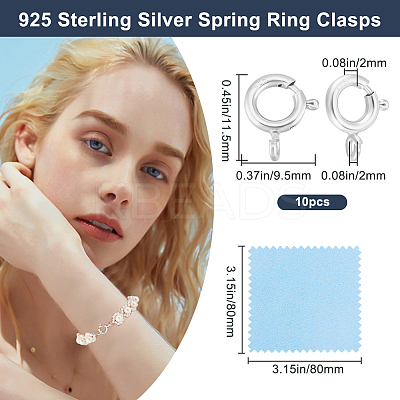 925 Sterling Silver Spring Ring Clasps STER-BBC0007-81S-04-1