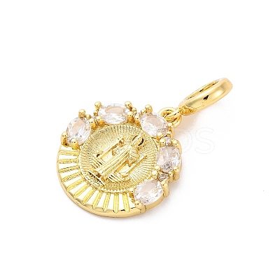 Brass Clear Cubic Zirconia European Dangle Pendants KK-D325-28G-03-1