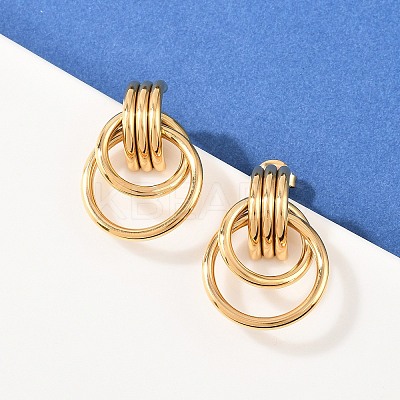 304 Stainless Steel Twist Ring Stud Earrings EJEW-P324-06G-1
