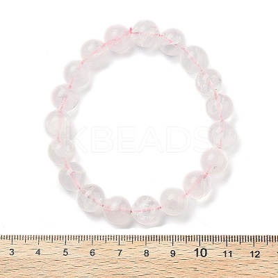 Natural Rose Quarts Round Beads Stretch Bracelets for Women BJEW-Q056-01B-1