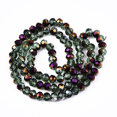 Electroplate Transparent Glass Beads Strands EGLA-A034-T6mm-F25-1