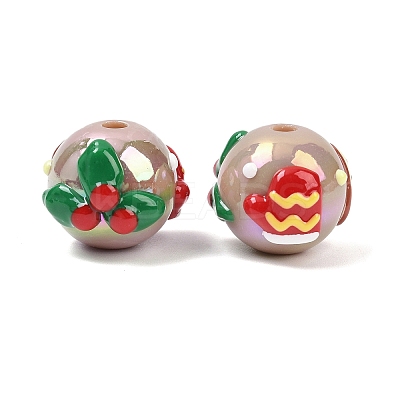 Christmas UV Plating Opaque Acrylic Beads OACR-H057-01B-1