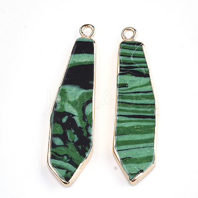 Electroplate Synthetic Malachite Pendants G-S344-24F-1