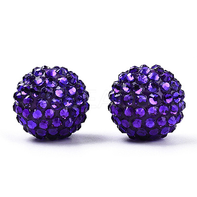 Resin Rhinestone Bubblegum Ball Beads RESI-S260-20mm-S14-1