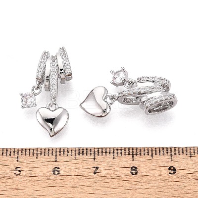 Brass Micro Pave Clear Cubic Zirconia Pendants KK-T075-88P-1