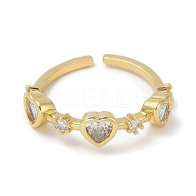 Rack Plating Brass Micro Pave Cubic Zirconia Cuff Finger Rings for Women RJEW-C114-21B-G-1