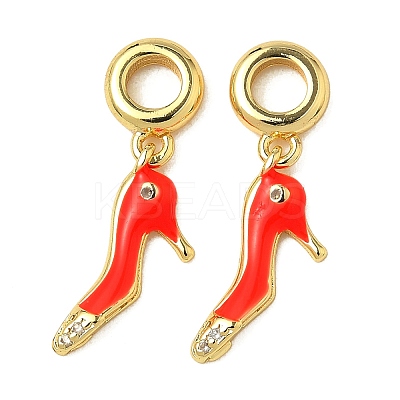Brass Micro Pave Clear Cubic Zirconia European Dangle Charms KK-K293-52G-1