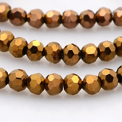 Full Plated Glass Faceted Round Spacer Beads Strands GLAA-A027-3mm-FP07-1