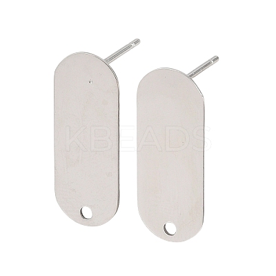 316 Stainless Steel Oval Stud Earring Findings STAS-D389-02P-1