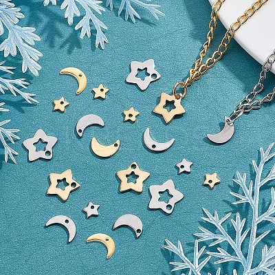 80Pcs 8 Style 304/201 Stainless Steel Charms STAS-FH0001-41-1