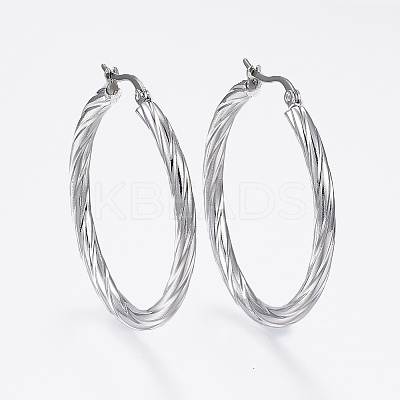 Non-Tarnish 304 Stainless Steel Hoop Earrings X-EJEW-H322-17P-1