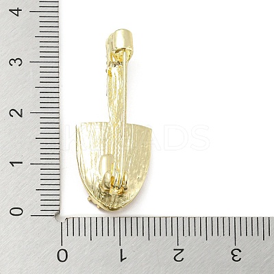Shovel Alloy Rhinestone Brooch Pins JEWB-P029-01G-1