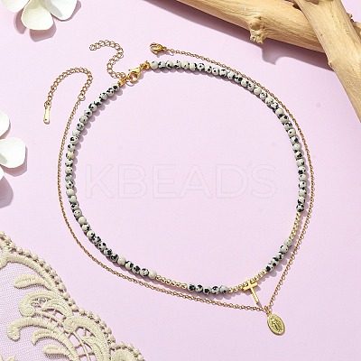 2Pcs 2 Style 304 Stainless Steel Virgin Mary & Cross Pendant Necklaces Set NJEW-JN04527-1