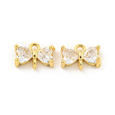 Brass Pave Clear Cubic Zirconia Connector Charms KK-B096-04G-1