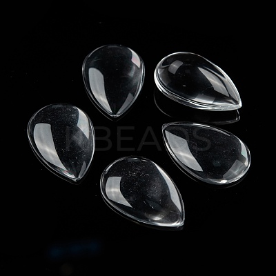 Transparent Teardrop Glass Cabochons X-GGLA-R024-30x20-1