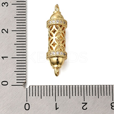 Rack Plating Brass Micro Pave Cubic Zirconia Hollow Column Links Connector Charms ZIRC-F142-50A-G01-1