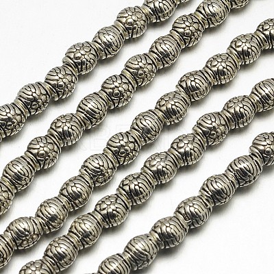 Tibetan Style Drum Alloy Bead Strands TIBEB-O007-11-NR-1