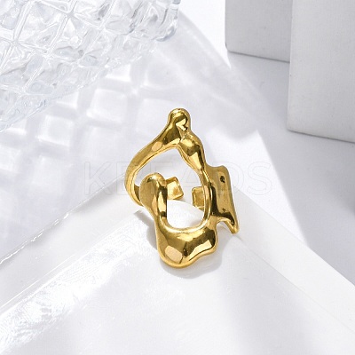 Irregular 304 Stainless Steel Open Cuff Rings for Women RJEW-M019-05G-1