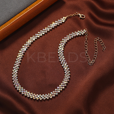 Elegant Rhinestone Cup Chains Collar Necklace for Women ZR7488-2-1