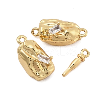 Brass Micro Pave Clear Cubic Zirconia Box Clasps KK-C075-15G-1