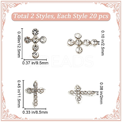40Pcs 2 Styles Zinc Alloy Rhinestone Cabochons FIND-CP0002-11-1