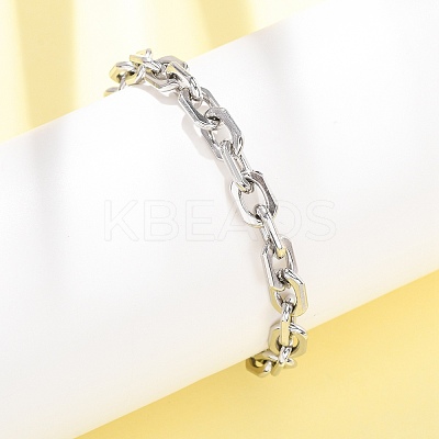 304 Stainless Steel Oval Link Chain Bracelets for Women BJEW-F529-03P-1
