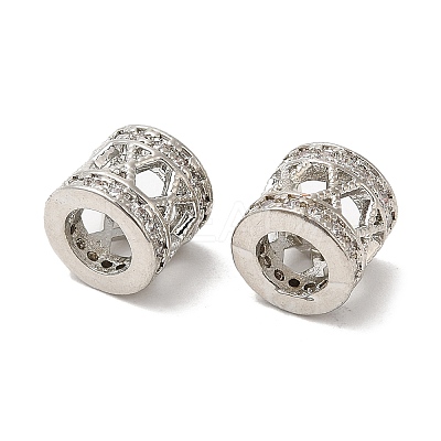 Rack Plating Brass Cubic Zirconia European Beads KK-R147-08P-1