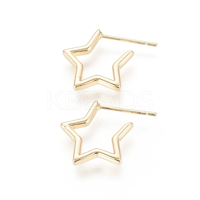 Brass Stud Earrings EJEW-F245-02G-1