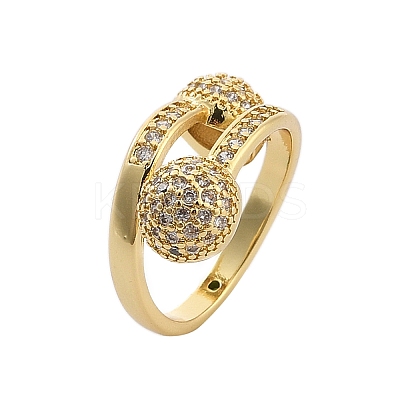 Brass Micro Pave Cubic Zirconia Open Cuff Rings for Women LS-RJEW-F171-02G-1