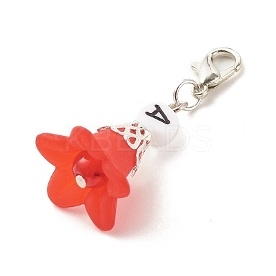 Frosted Flower Transparent Acrylic Pendant Decoration HJEW-JM00628-04-1