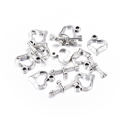 Tibetan Style Alloy Heart Toggle Clasps X-LF1109Y-NF-1