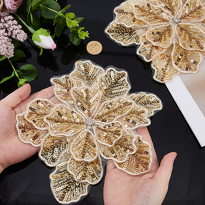 2Pcs Flower Glitter with Rhinestone Decorative Corsages for Clothing Accessories PATC-FH0001-31-1