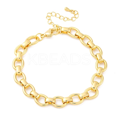 Brass Oval Link Chain Bracelets for Women Men X-BJEW-K273-06G-1